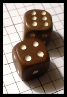 Dice : Dice - 6D Pipped - Brown Matte Pair with White Drilled Pips - Ebay Jan 2012